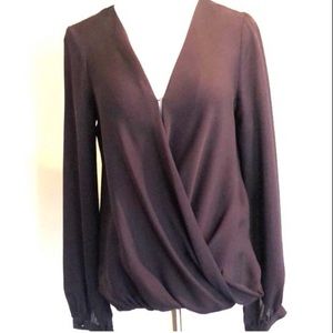 Haute Hippie Purple V-Neck Silk Blouse SZ S